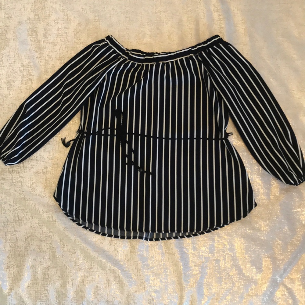Navy blue and white striped Blouse